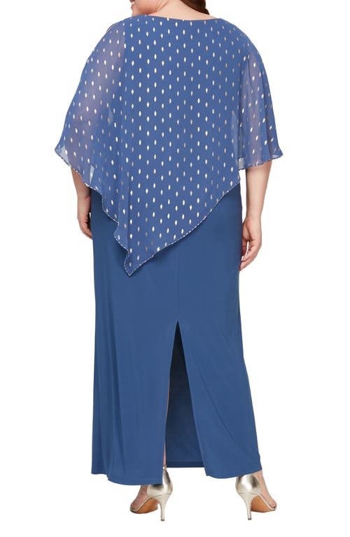 Sl Fashions Foil Popover Gown In Wedgewood
