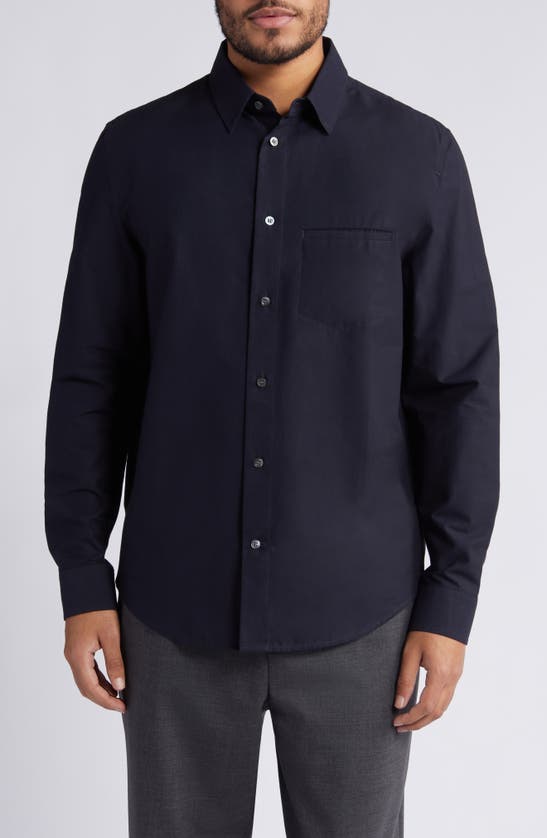 Cos Regular Fit Organic Cotton Poplin Button-up Shirt In Blue Dark