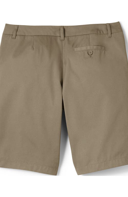 Shop Lands' End School Uniform Young  Plain Front Blend Chino Shorts In Khaki