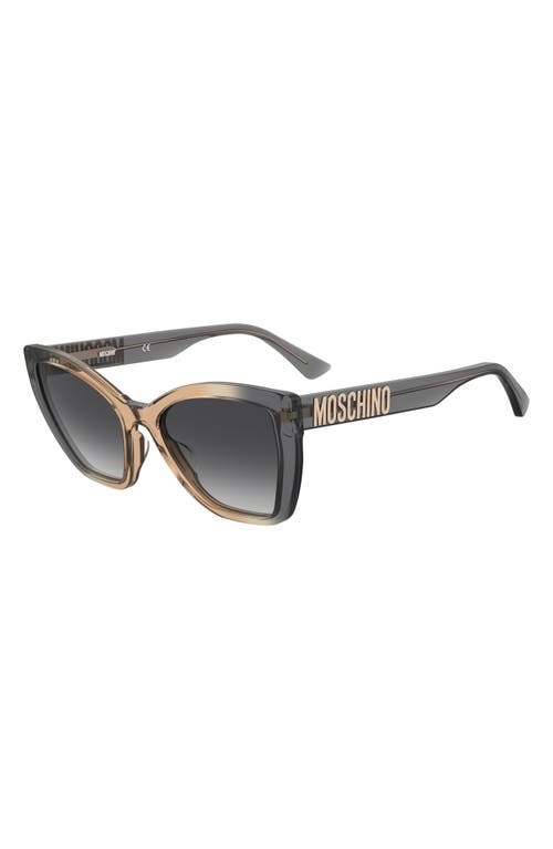 Moschino 55mm Gradient Cat Eye Sunglasses In Grey/tan