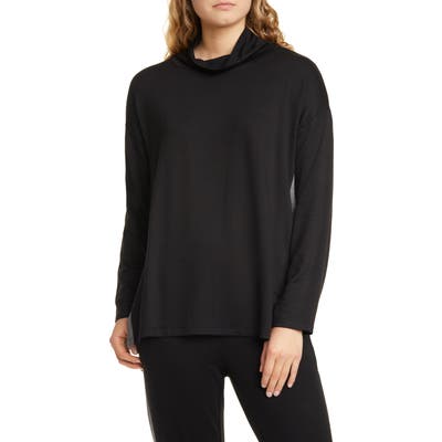 Eileen Fisher Side Stripe Funnel Neck Top