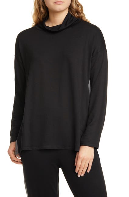 Eileen Fisher Side Stripe Funnel Neck Top Nordstrom Rack