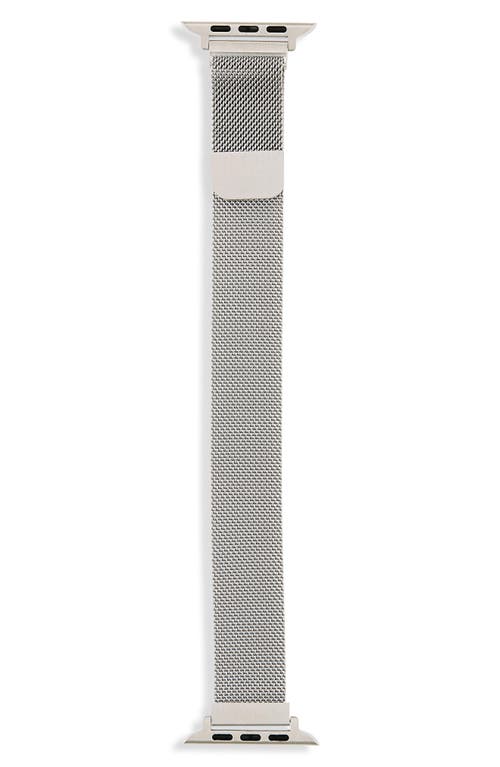 The Posh Tech Posh Tech Skinny Stainless Steel Mesh Apple Watch Replacement Band In Metallic