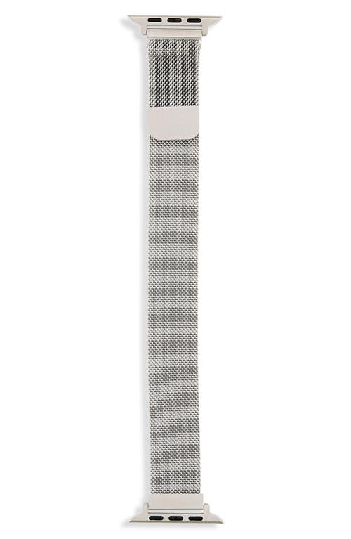 The Posh Tech POSH TECH Skinny Stainless Steel Mesh Apple Watch Replacement Band - 42mm/44mm in Silver at Nordstrom