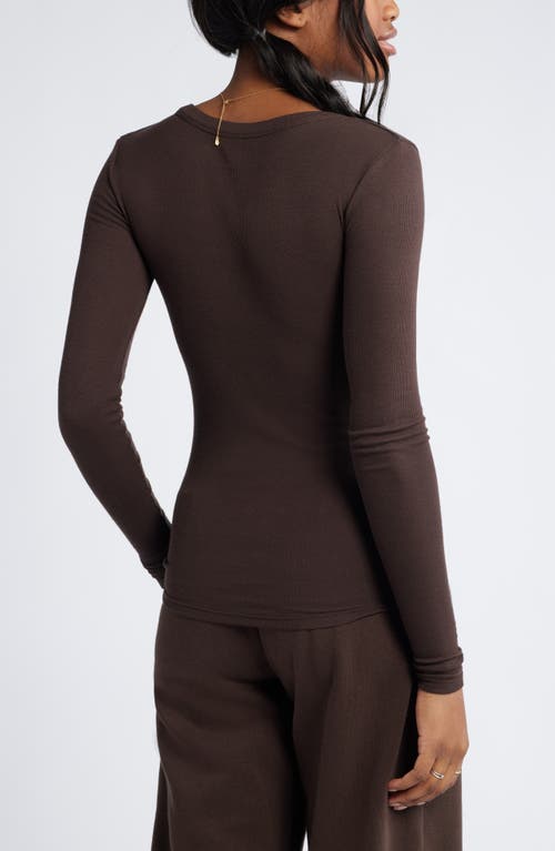 Bp. Ribbed Long Sleeve T-shirt In Brown Coffee