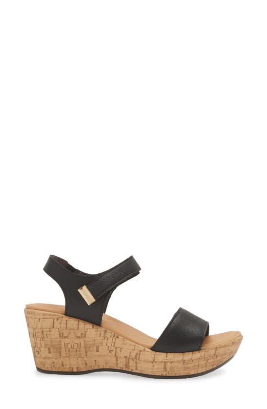 Naot Summer Platform Wedge Sandal In Soft Black Leather