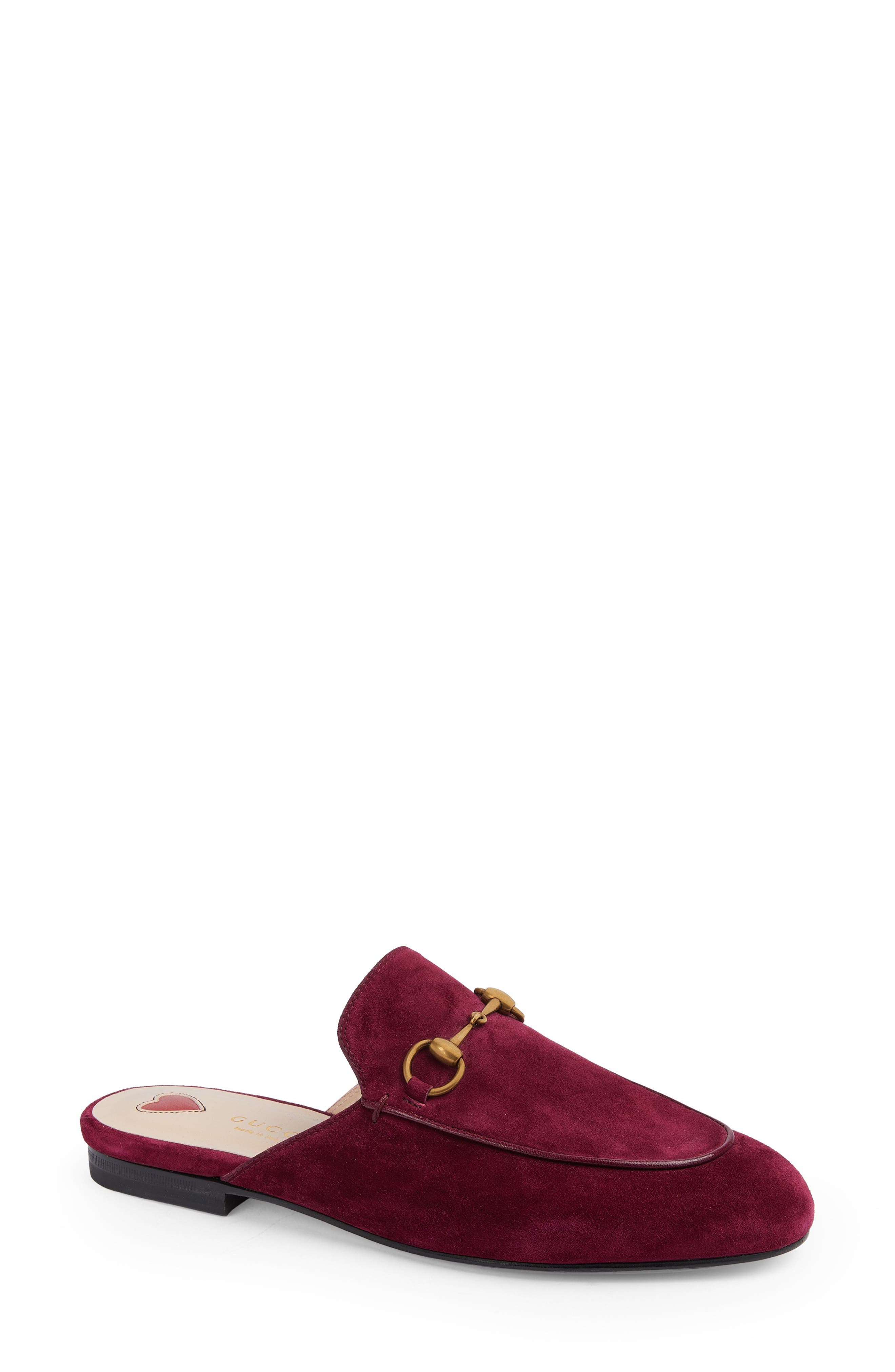 Burgundy Gucci Princetown loafers