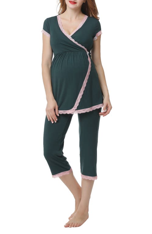 Cindy Nursing/Maternity Pajamas in Forest Green