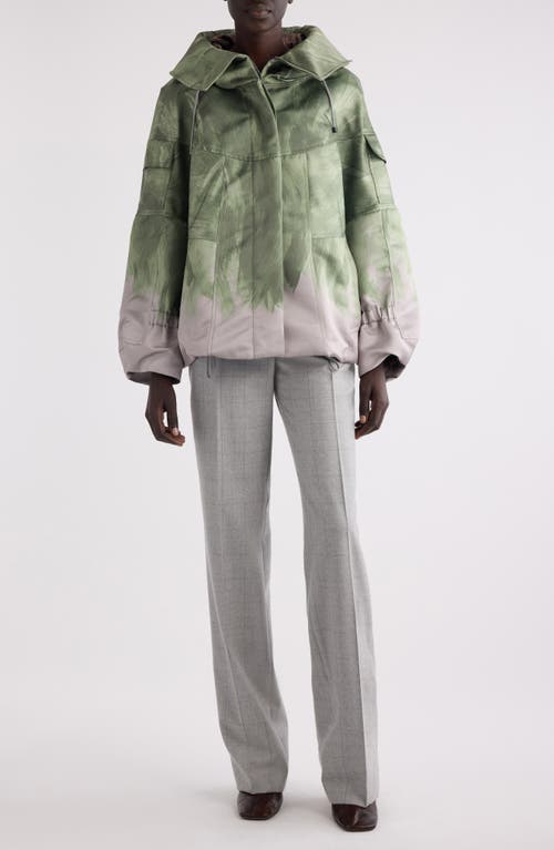 Shop Dries Van Noten Vanilla Brushstroke Print Hooded Jacket In Mint