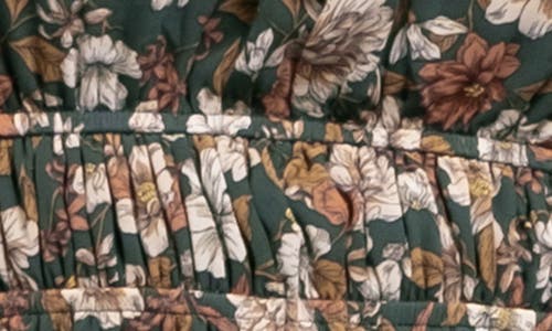 August Sky Floral Empire Waist Dress In Hunter Green Multi