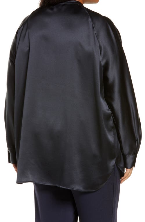 VINCE VINCE BAND COLLAR SILK TUNIC BLOUSE 
