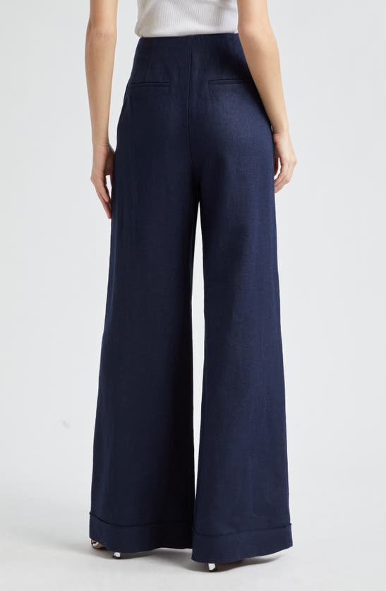 Shop Ramy Brook Dalia Pleated Wide Leg Pants In Spring Navy