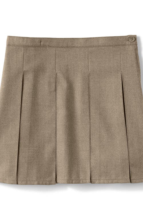 Shop Lands' End School Uniform Girls Solid Box Pleat Skirt Top Of Knee In Khaki