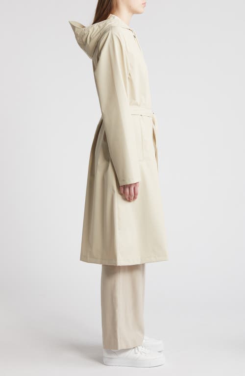 Rains Waterproof A-line Long Raincoat In Dune