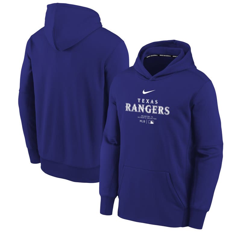 Shop Nike Youth  Royal Texas Rangers Authentic Collection Performance Pullover Hoodie