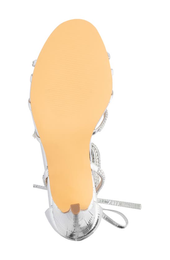 Fashion To Figure Gem Strap Croc Embossed Heeled Sandal In Silver