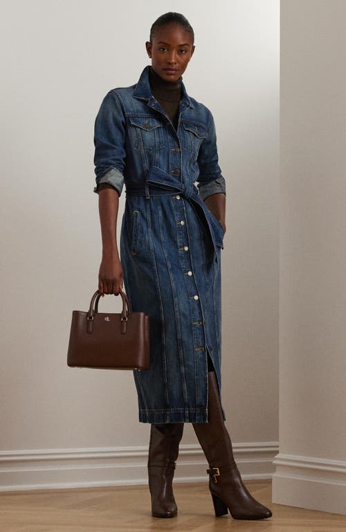 Shop Lauren Ralph Lauren Long Sleeve Denim Midi Dress In Harvest Wash