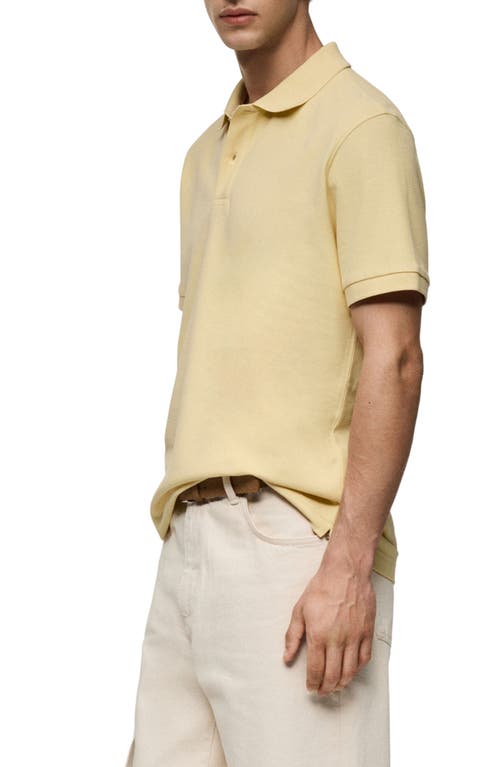 Shop Mango Relaxed Cotton Piqué Knit Polo In Pastel Yellow