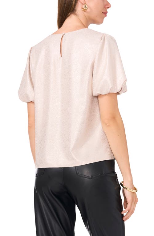 Shop Vince Camuto Metallic Puff Sleeve Crepe Top In Birch