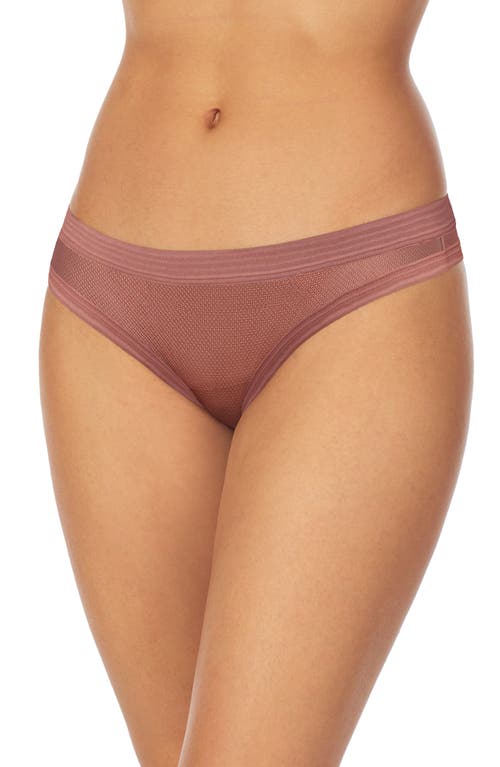 DKNY Table Tops Sheer Stripe Thong Rosewood at Nordstrom,