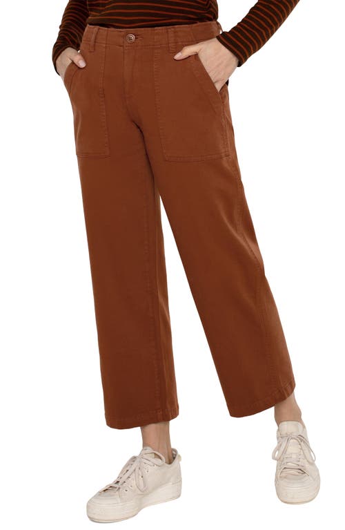 Shop Liverpool Los Angeles Liverpool Crop Wide Leg Twill Cargo Pants In Burlywood