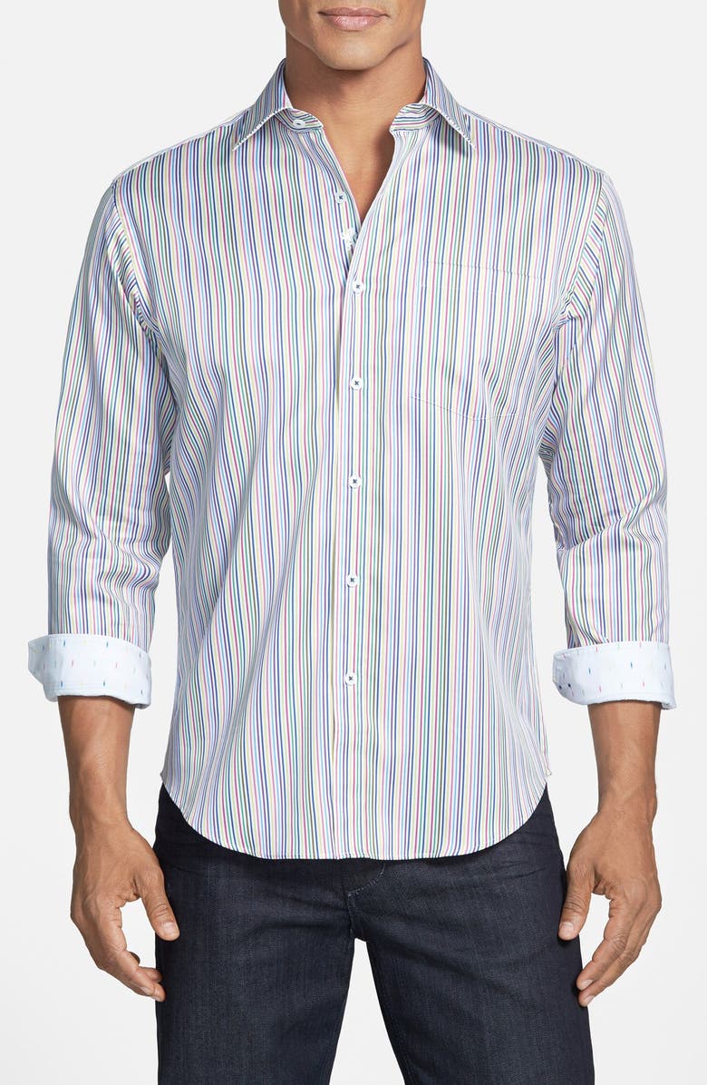 Bugatchi Shaped Fit Stripe Sport Shirt | Nordstrom