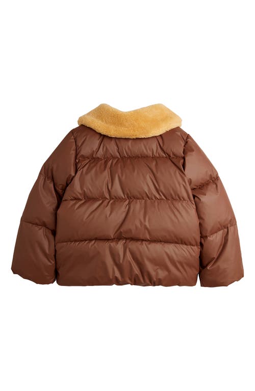 Shop Mini Rodini Kids' Dog Embroidered Puffer Jacket In Brown