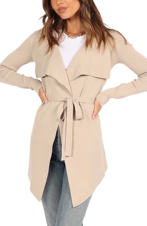  Women's Oversized Long Cardigan Sweaters Long Sleeve Split Open  Front Drape Knit Duster Coat Beige : Clothing, Shoes & Jewelry
