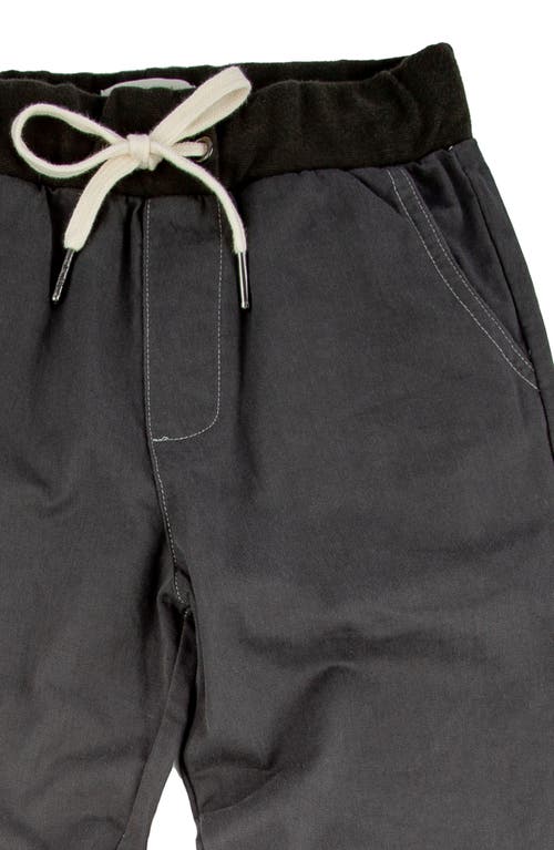 Shop Miki Miette Kids' Jack Cotton Drawstring Waist Pants In Charcoal