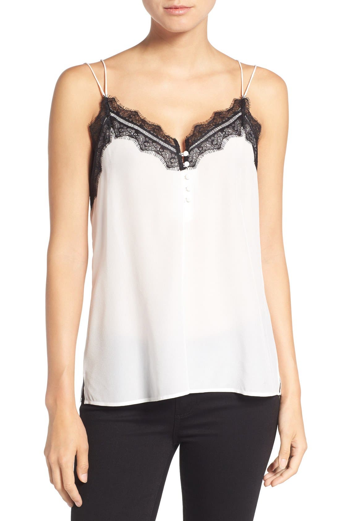 Chelsea28 Lace Trim Silk Camisole | Nordstrom