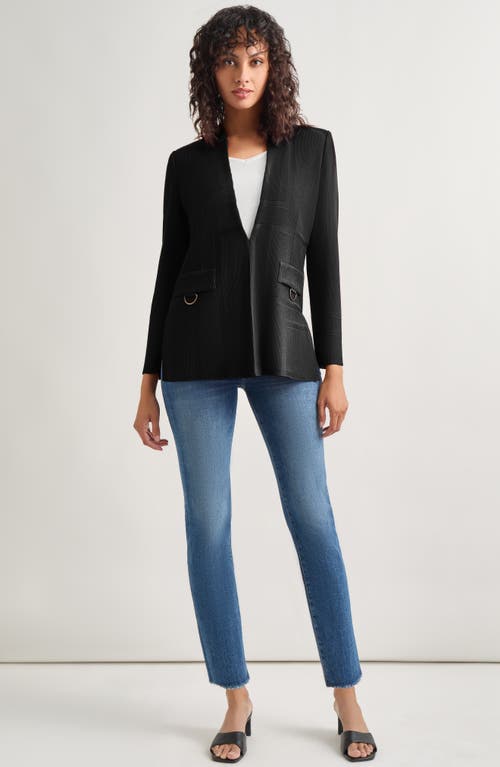 Misook Inverted Notch Collar Tailored Knit Jacket In Black