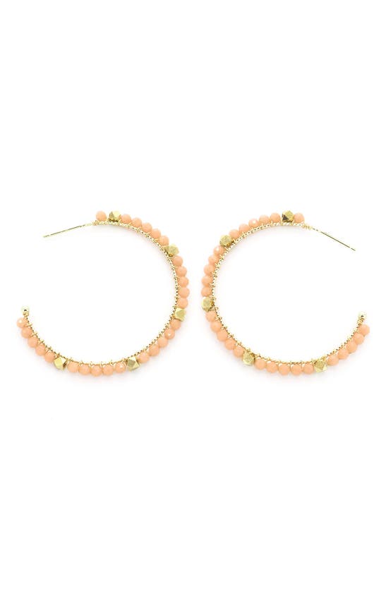 Shop Panacea Crystal Wrap Hoop Earrings In Peach