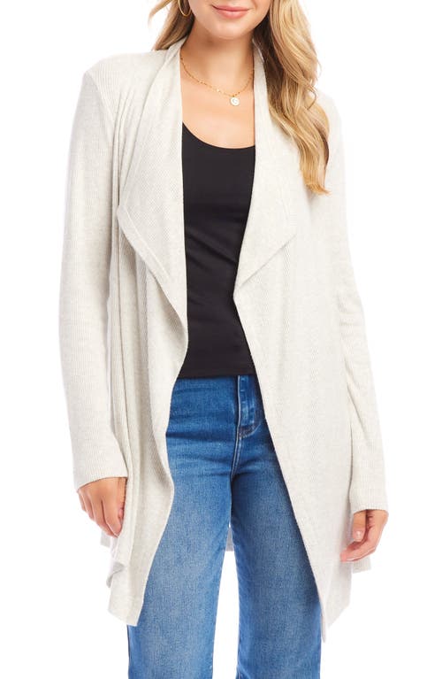 Shop Karen Kane Drape Collar Rib Longline Cardigan In Heather