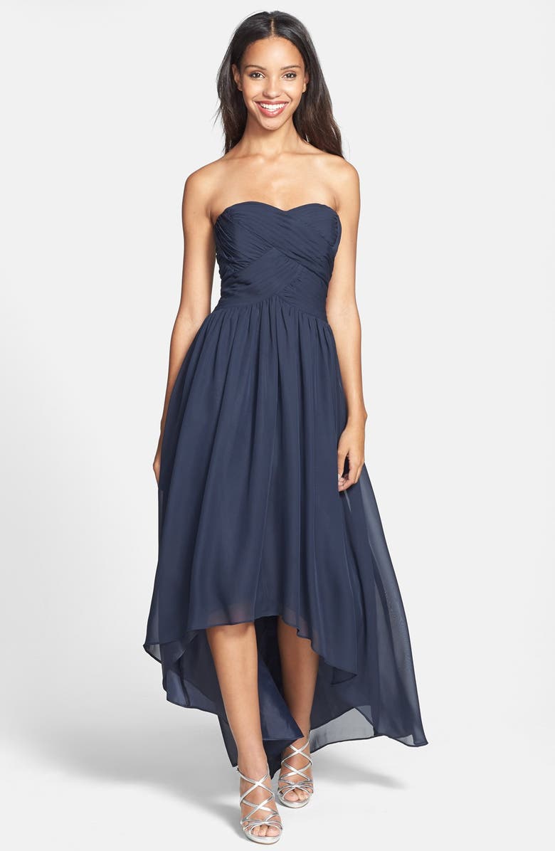 JS Boutique Strapless Ruched Chiffon Dress | Nordstrom