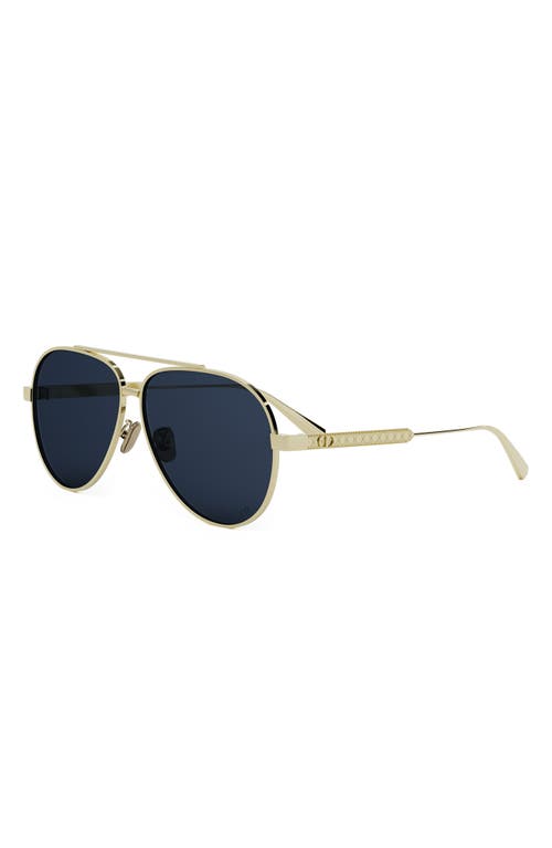 Shop Dior 'cannage A1u 61mm Pilot Sunglasses In Gold/solid Blue Lenses