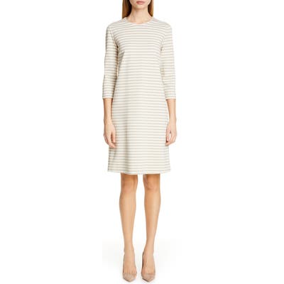 Max Mara Nella Stripe Knit Shift Dress, White