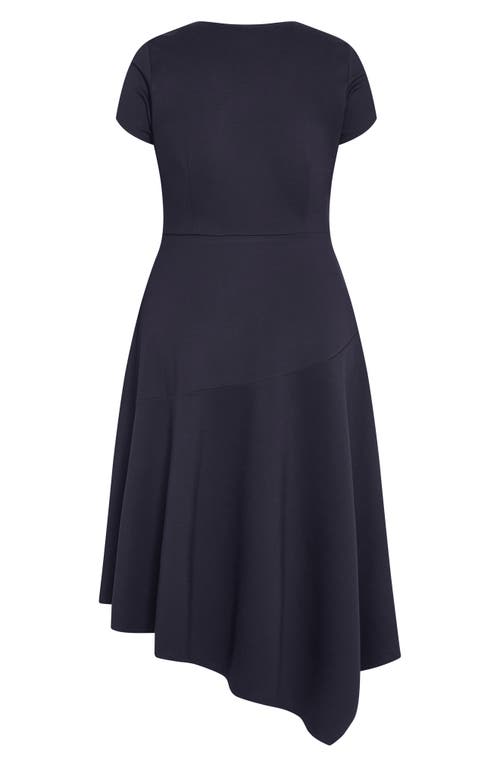 Shop City Chic Asymmetric Ponte Knit Dress In Navy