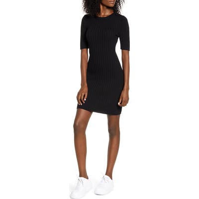 Love, Fire Ribbed Sweater Dress, Black