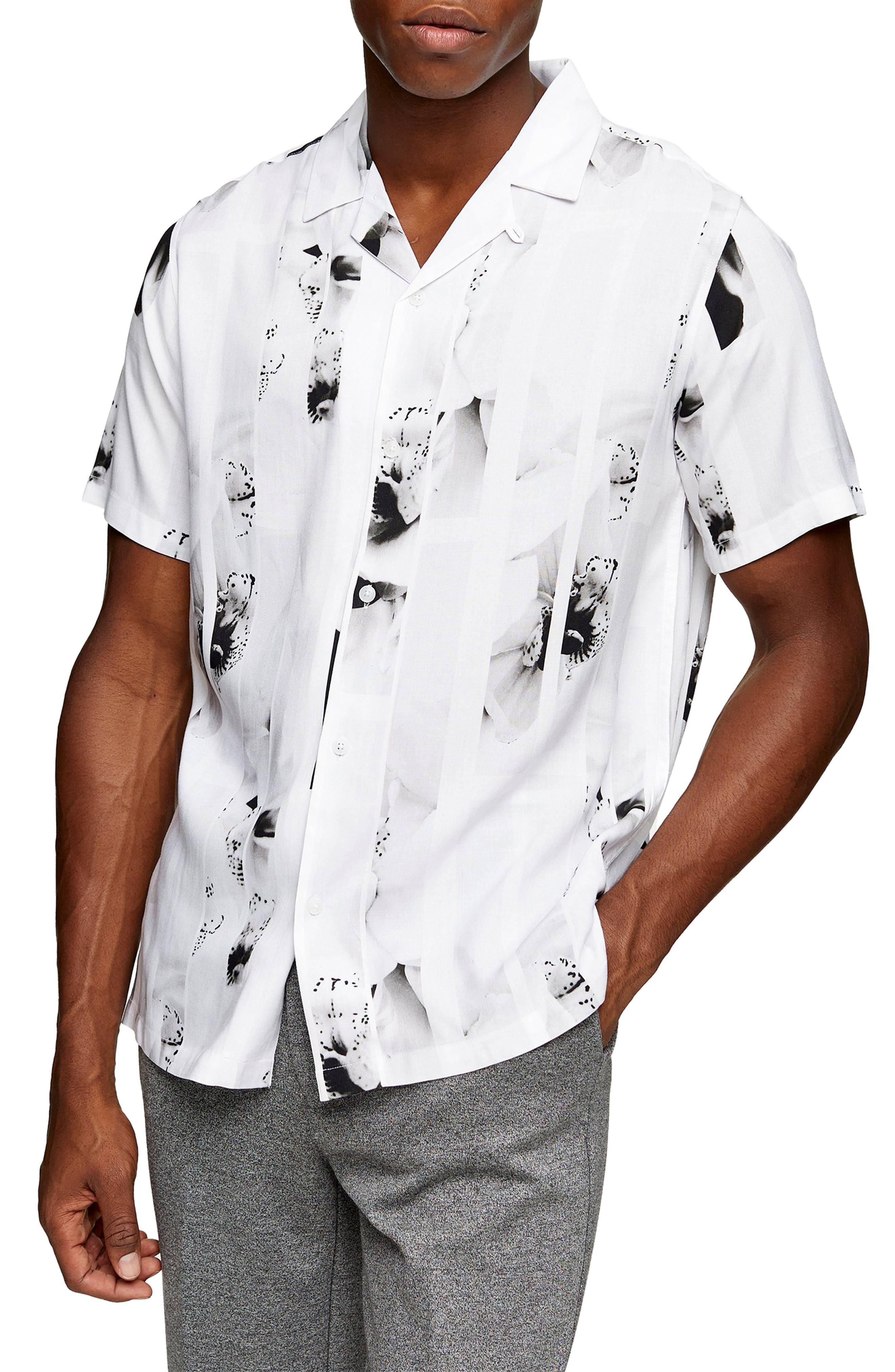 blue and white floral shirt mens