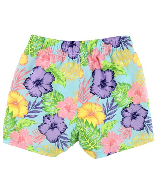 Shop Ruggedbutts Boys Upf50+ Swim Trunks In Aloha Blossoms