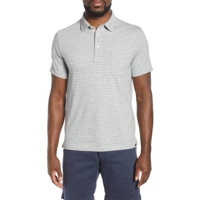Faherty Bleecker Regular Fit Stripe Polo, Grey