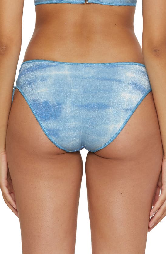 Shop Becca Washed Away Metallic Side Tie Hipster Bikini Bottoms In Ice Blue