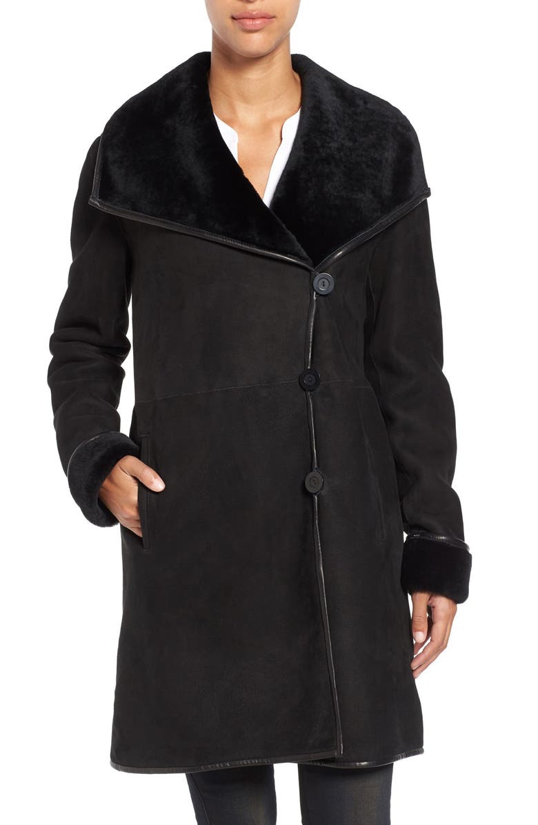 Blue Duck Wing Collar Genuine Shearling Coat | Nordstrom