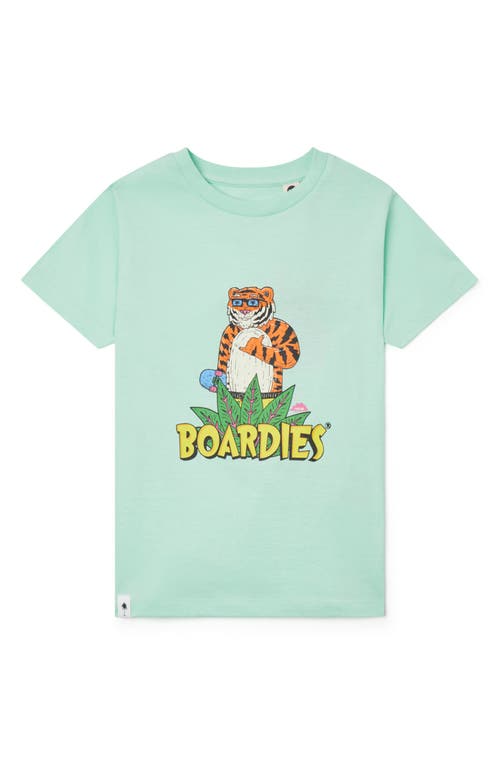 Boardies Kids' Tiger Logo Cotton Graphic Tee in Green