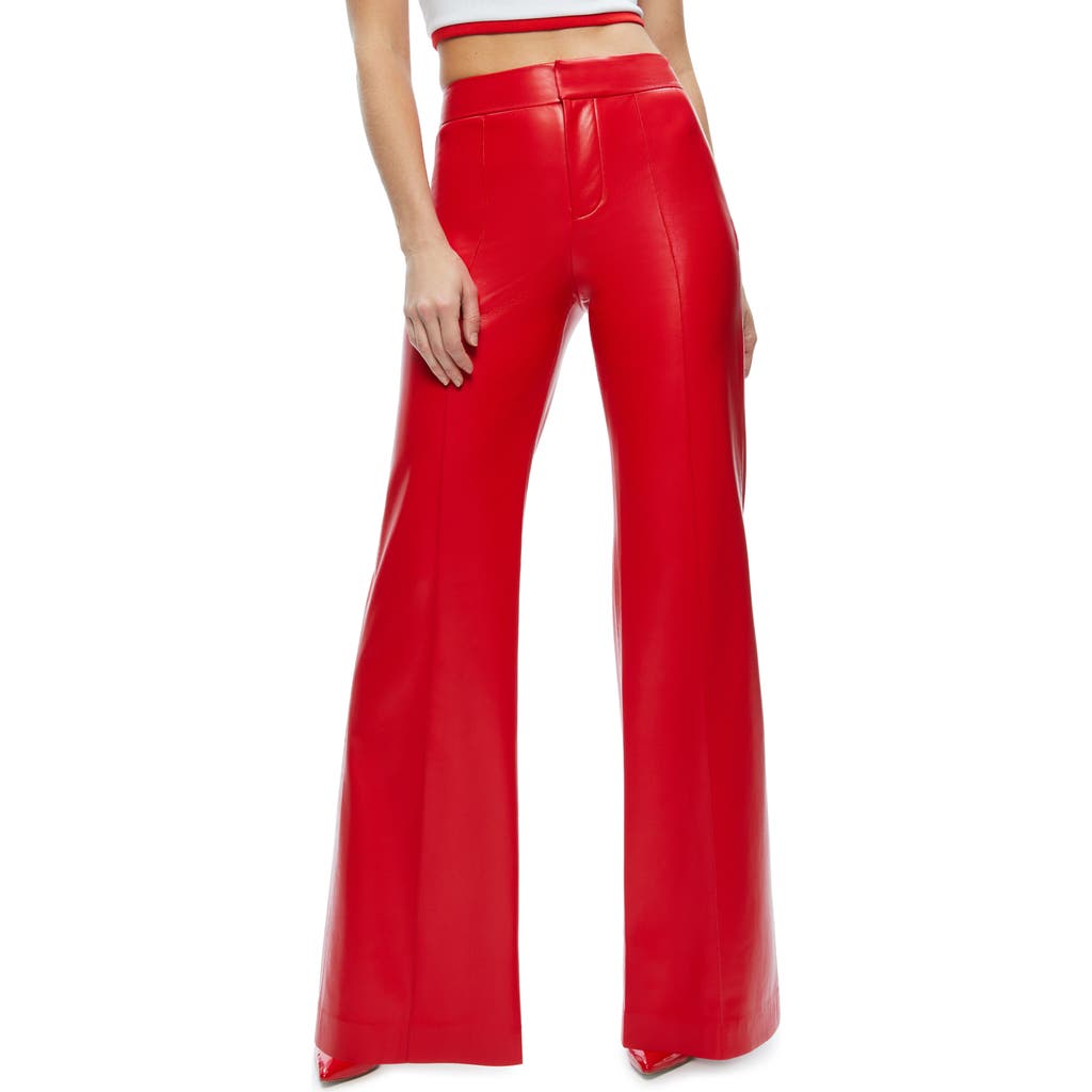 Alice + Olivia Dylan Wide Leg Faux Leather Pants in Bright Ruby