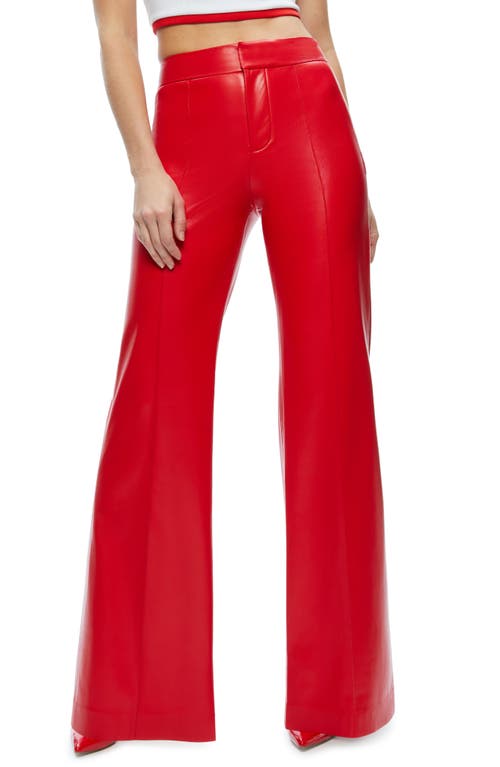 Alice + Olivia Dylan Wide Leg Faux Leather Pants in Bright Ruby