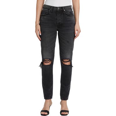 Boyish Jeans The Billy Ripped High Waist Ankle Skinny Jeans, Grey