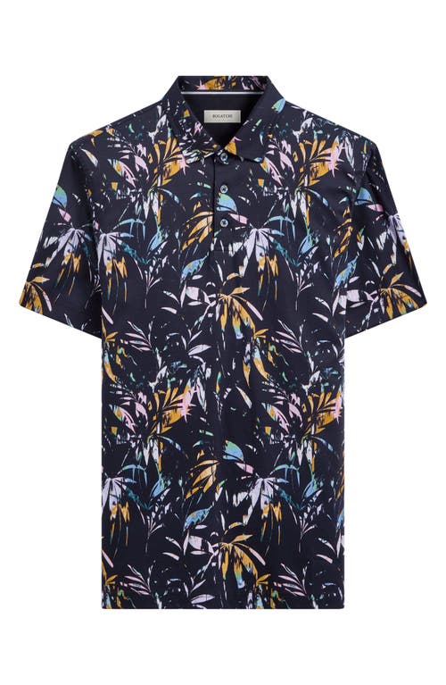 Shop Bugatchi Hendrix Digital Leaf Print Pima Cotton Polo In Black