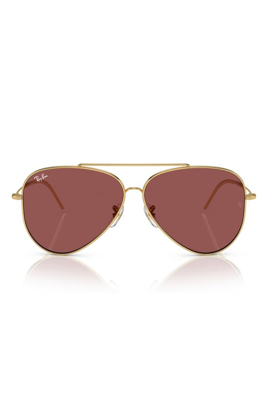 Ray Ban Reverse 62mm Oversize Aviator Sunglasses In Dark Violet