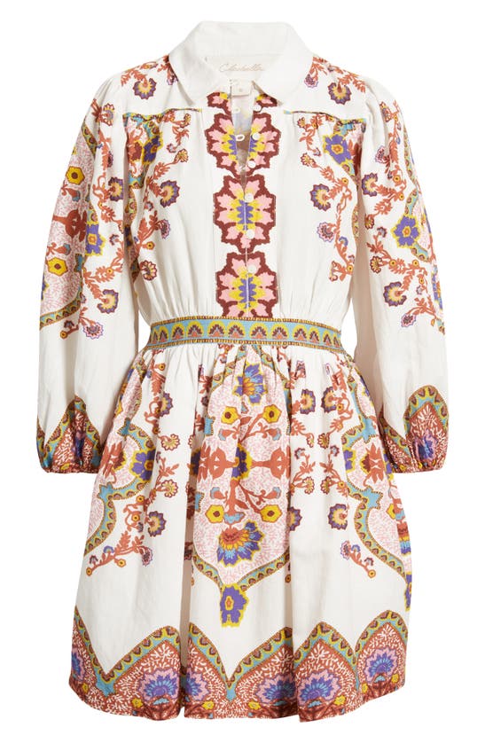 Shop Cleobella Leigh Placed Print Long Sleeve Cotton & Linen Minidress In Lagos Print